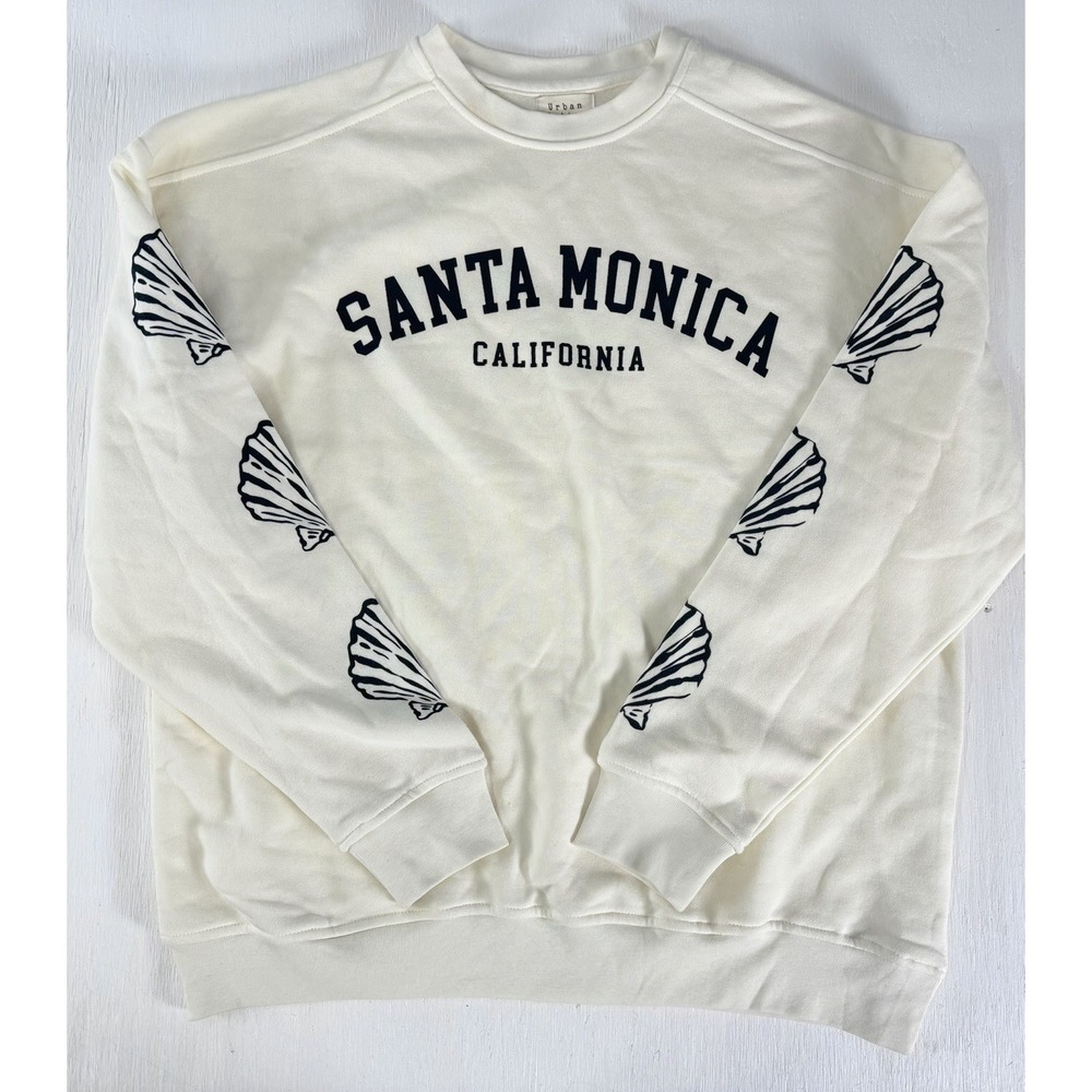 Urban Nation Seashell Crewneck Sweatshirt Santa Monica California Ivory Size‎ S